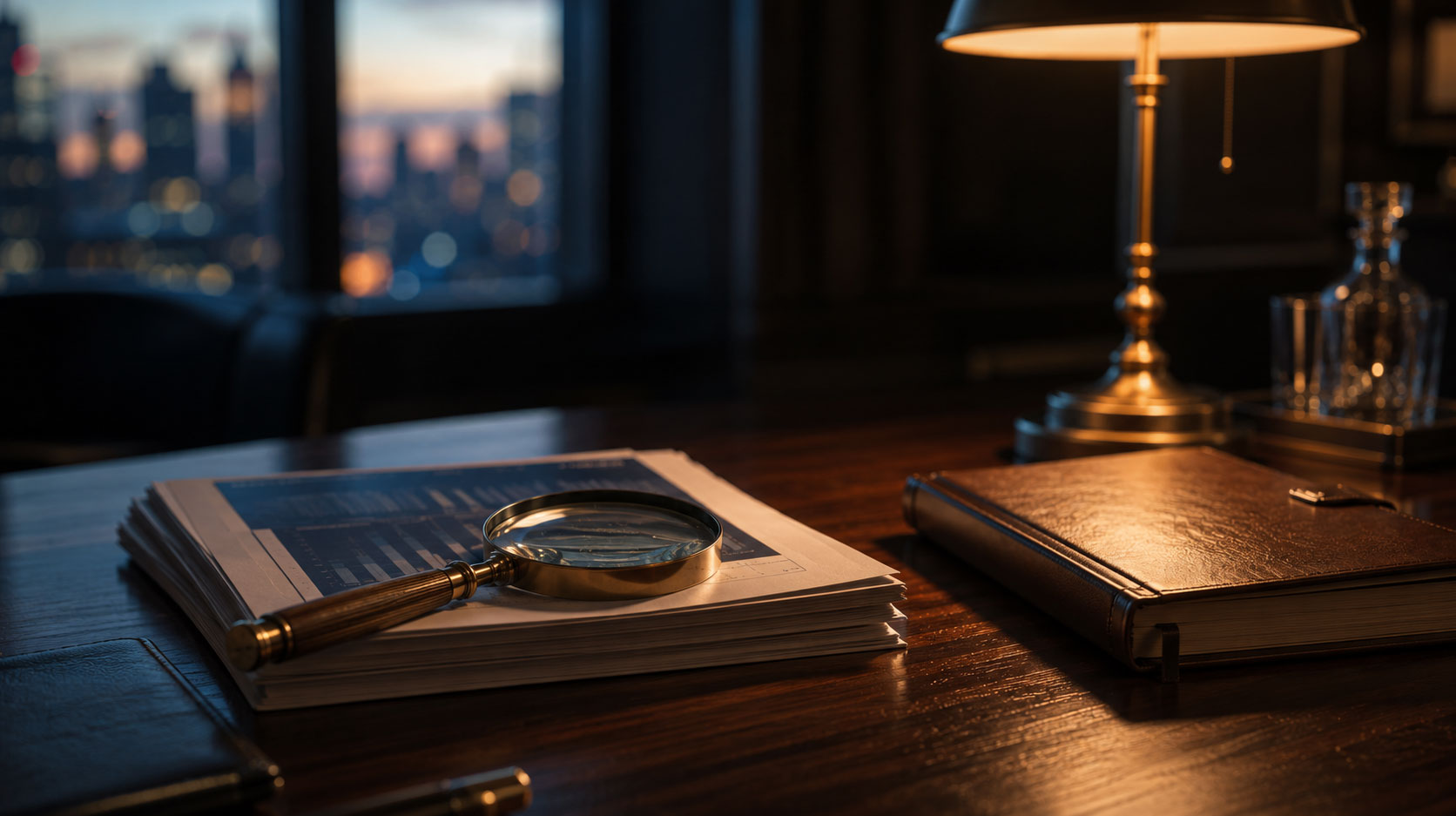 Magnifying glass on a consultation desk, representing WEconsults' mystery shopper consultancy UK service